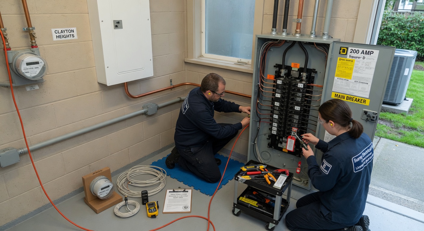 200A panel upgrade in a growing family home in Clayton Heights Surrey to support heat pump and EV
