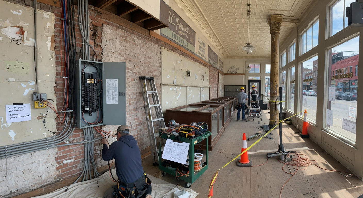 Electrical service modernization for a historic retail building on Cloverdale main street Surrey