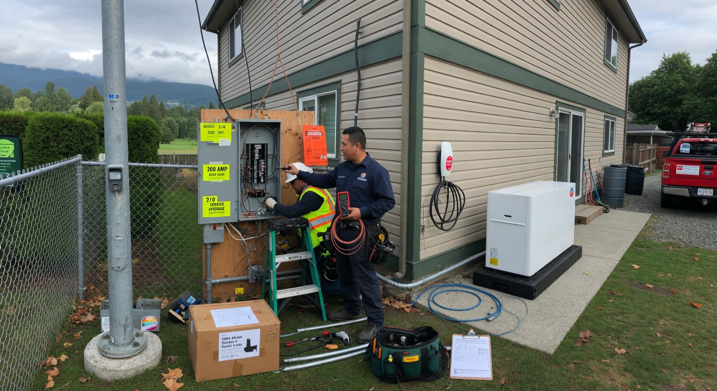 200A panel upgrade in a family home near Panorama Park in Panorama Ridge Surrey for heat pump and EVs