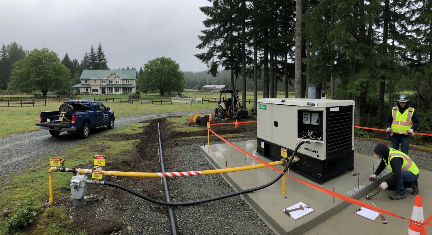 22kW whole home standby generator installation on a large acreage property in South Surrey BC
